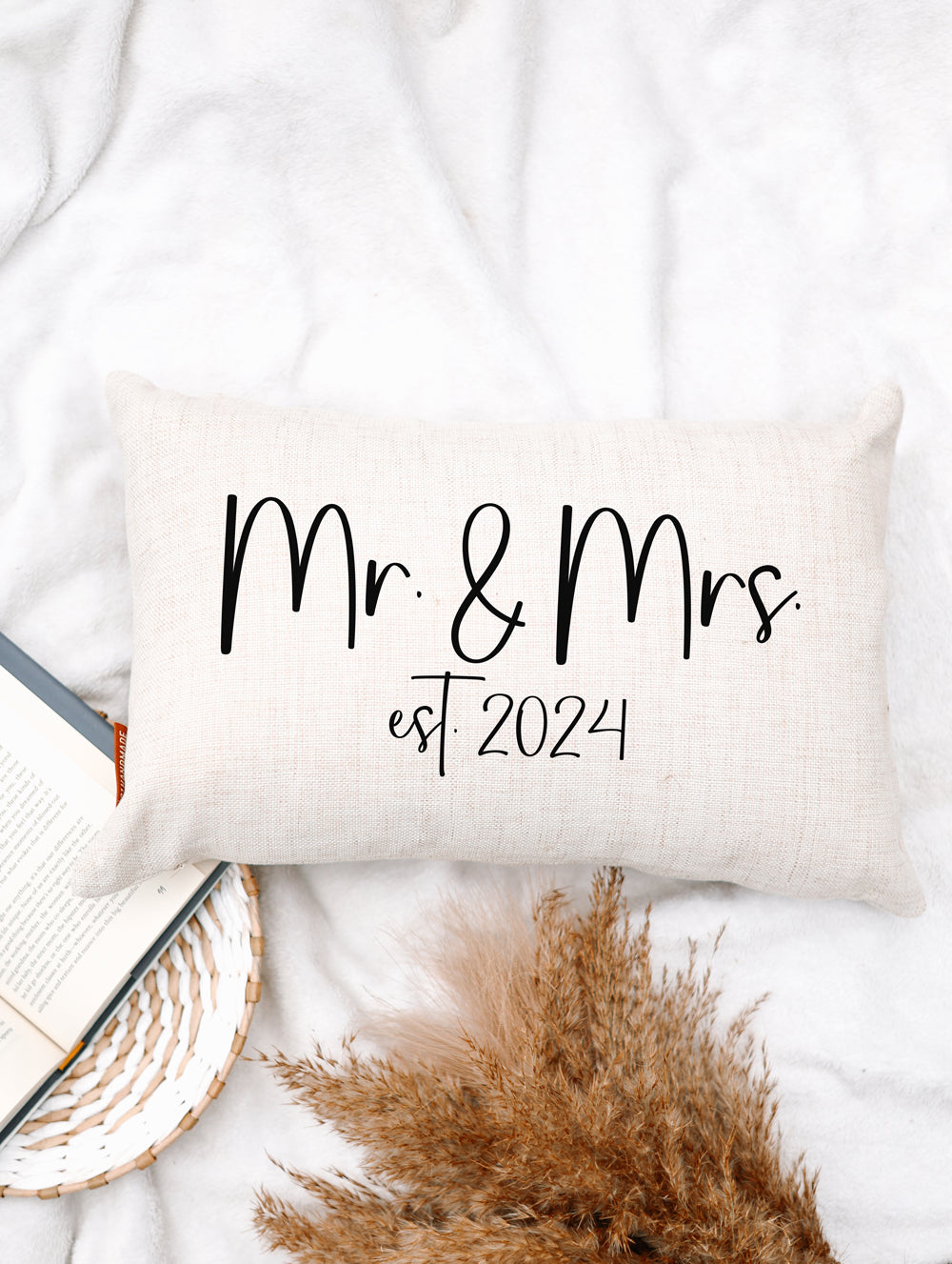 Mr. Mrs. Est. 2024 Throw Pillow Engagement Pillow Wedding Pillow 521handmade