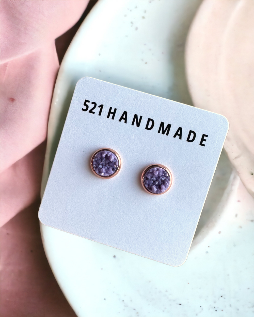 8mm Light Purple Matte Druzy Studs