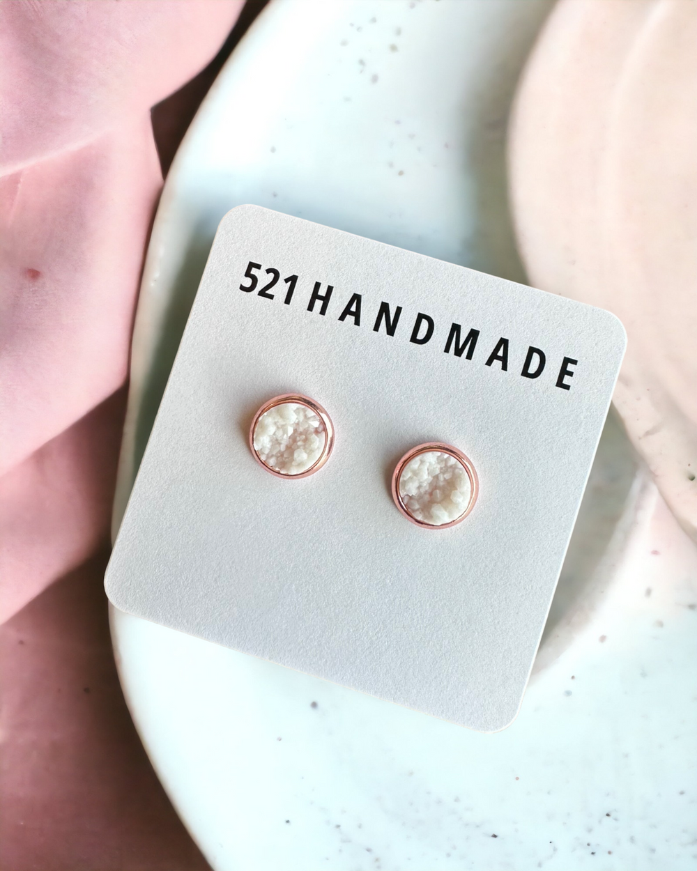 8mm White Druzy Stud