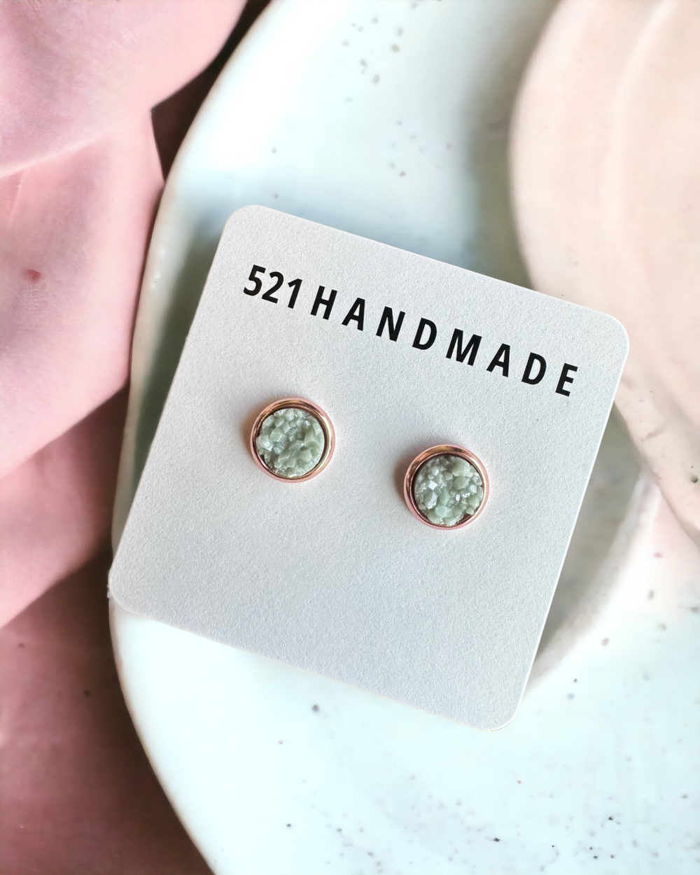 8mm Sage Green Druzy Stud