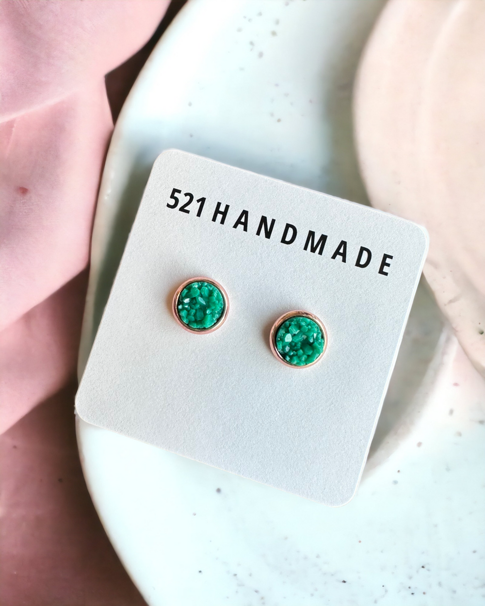 8mm Green Druzy Stud