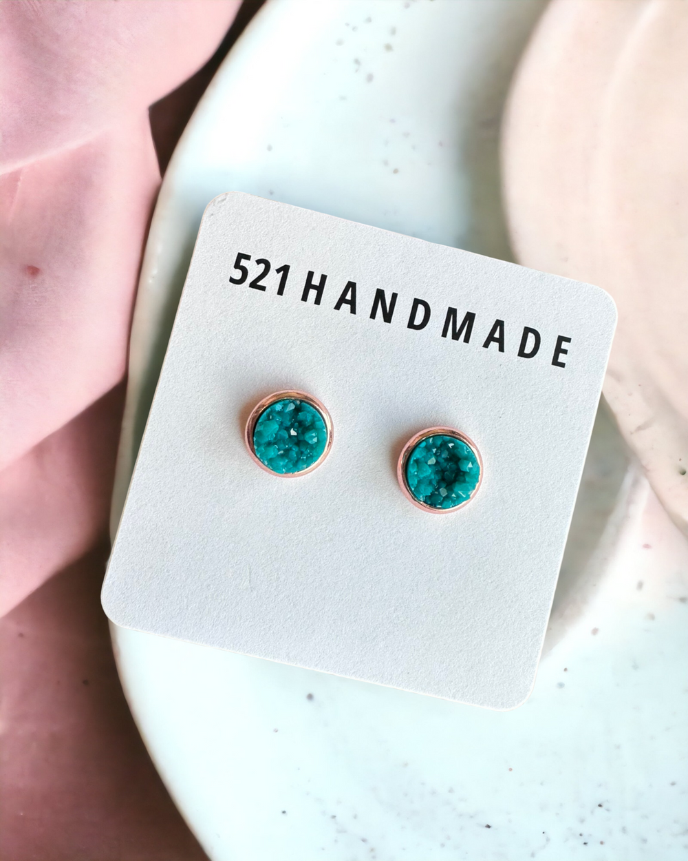 8mm Turquoise Druzy Stud