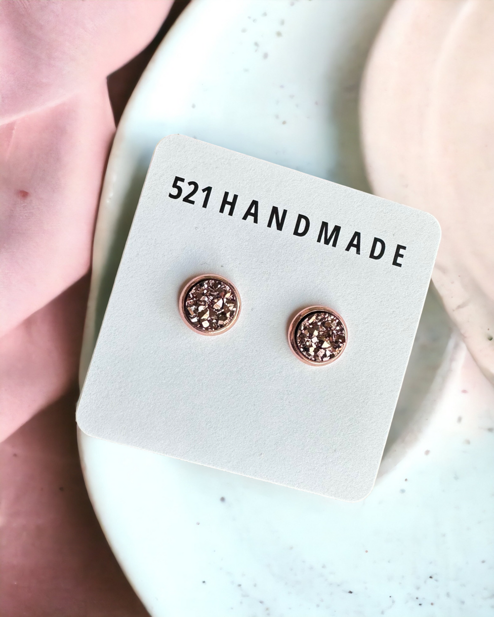 8mm Rose Gold Druzy Stud