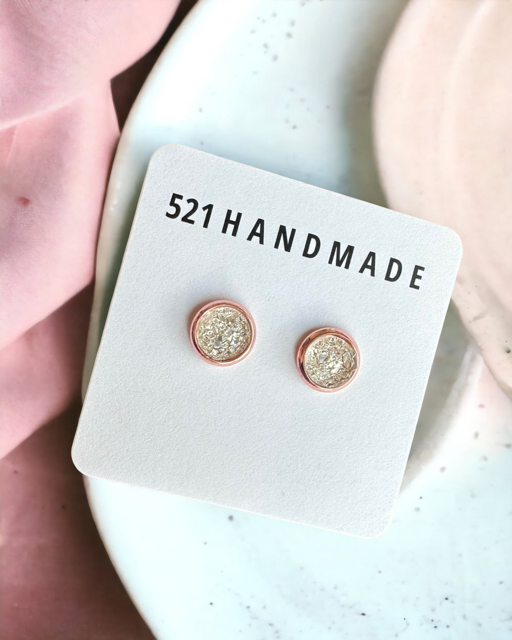 8mm Shimmer Sparkly Druzy Stud