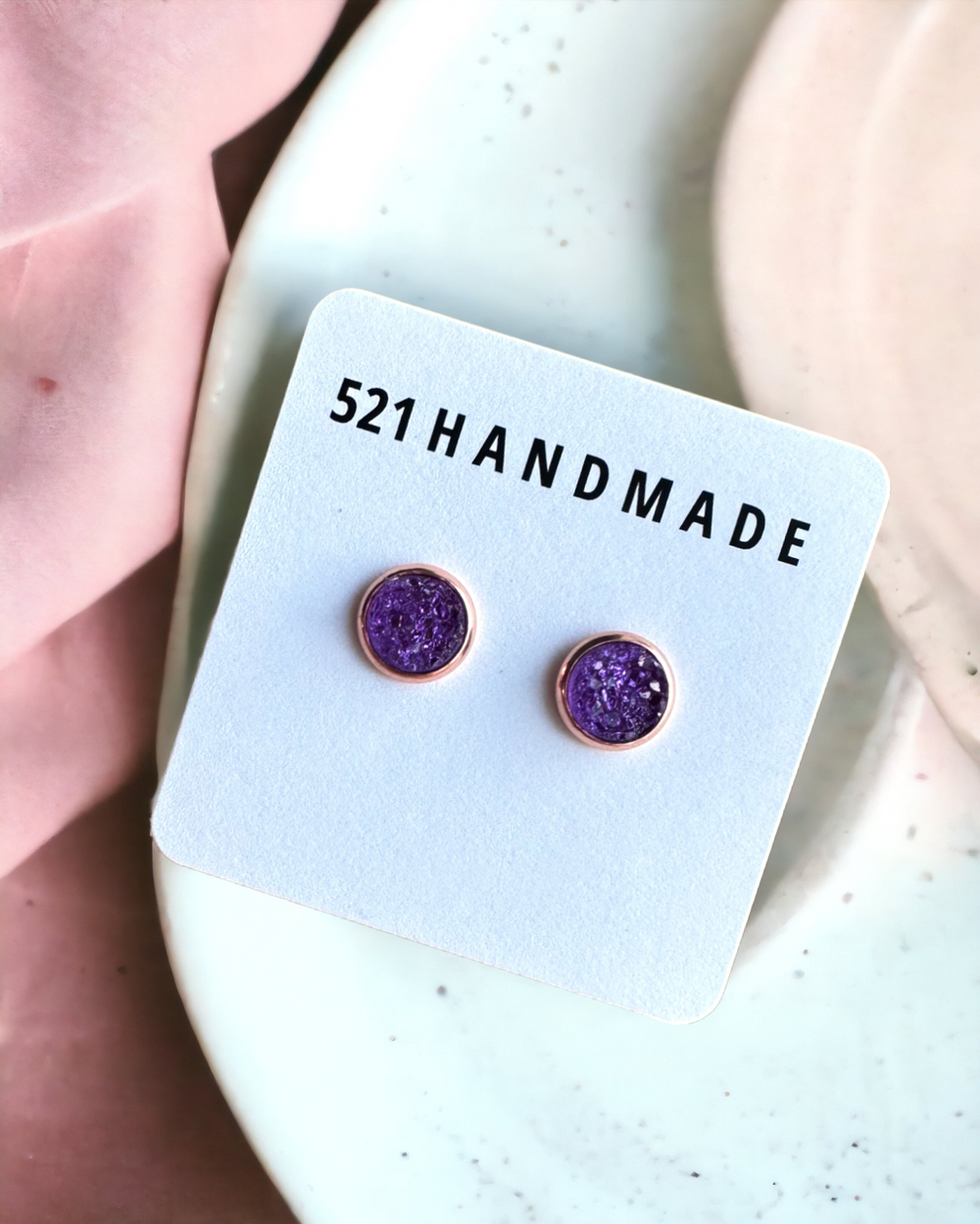 8mm Dark Purple Shimmer Druzy Studs