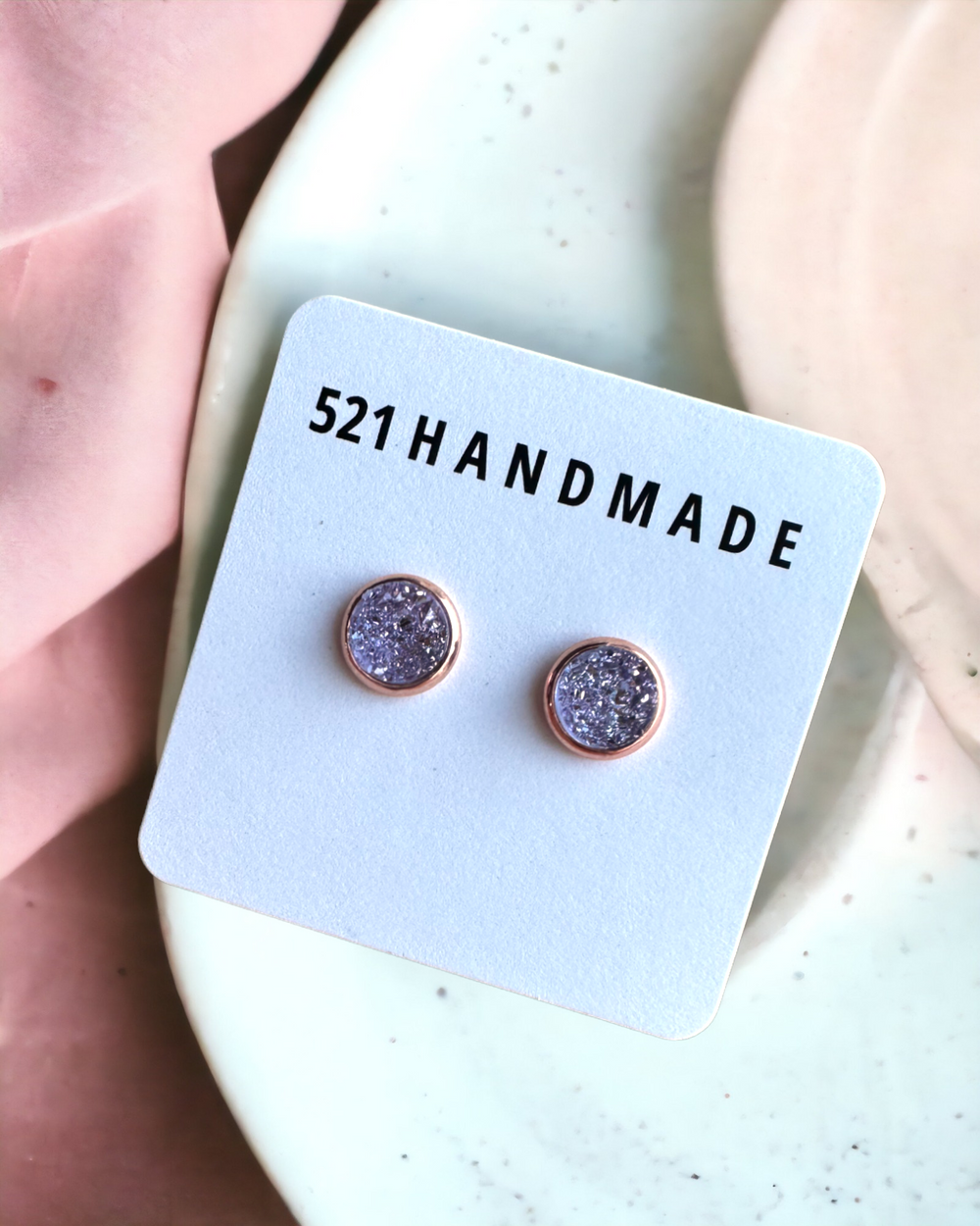 8mm Light Purple Shimmer Druzy Studs