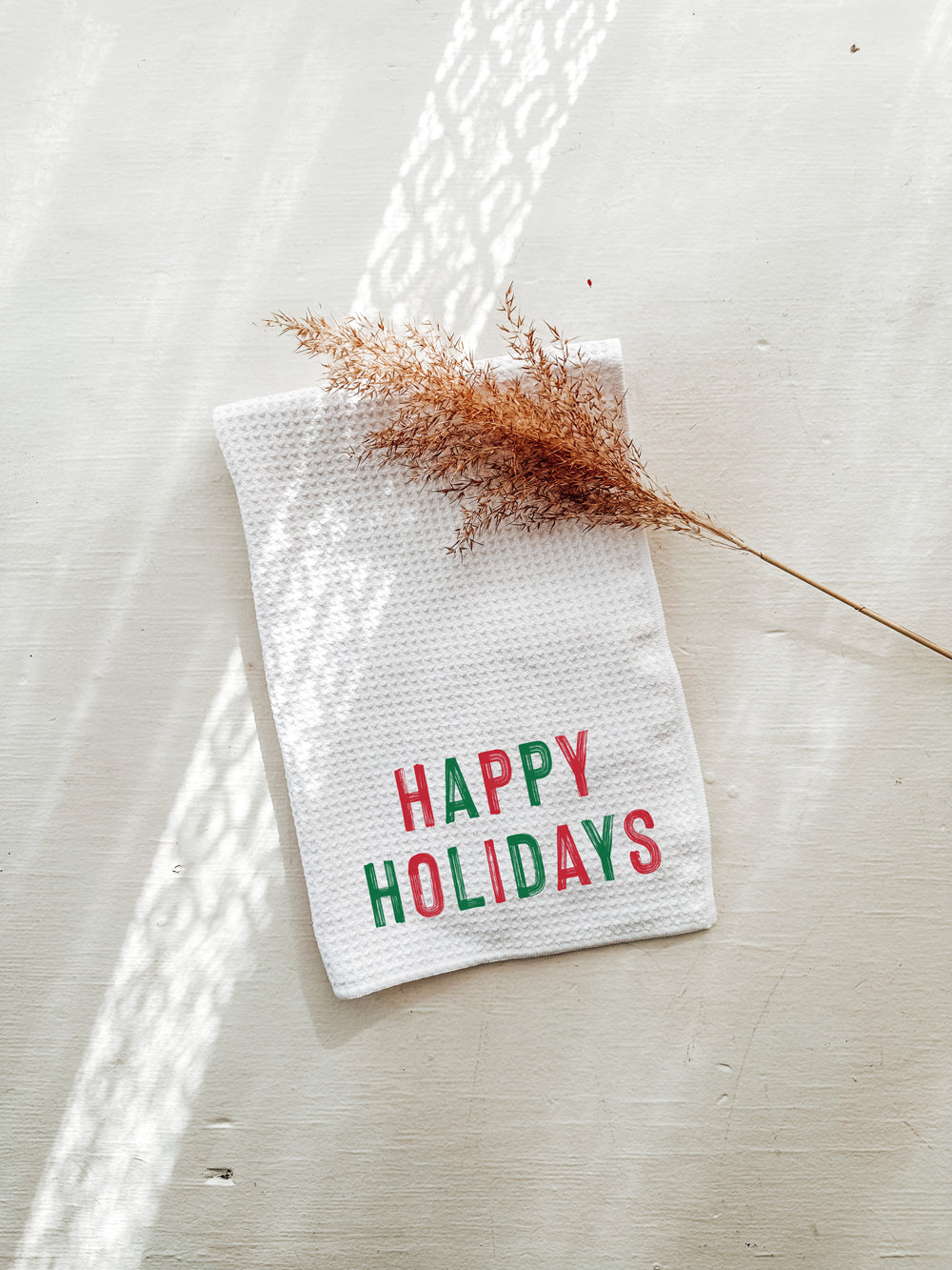 Happy Holidays Kitchen Towel - Red & Green