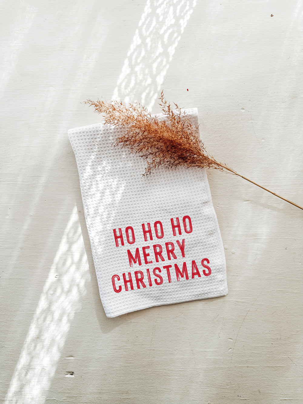 Ho Ho Ho Merry Christmas Kitchen Towel in Red