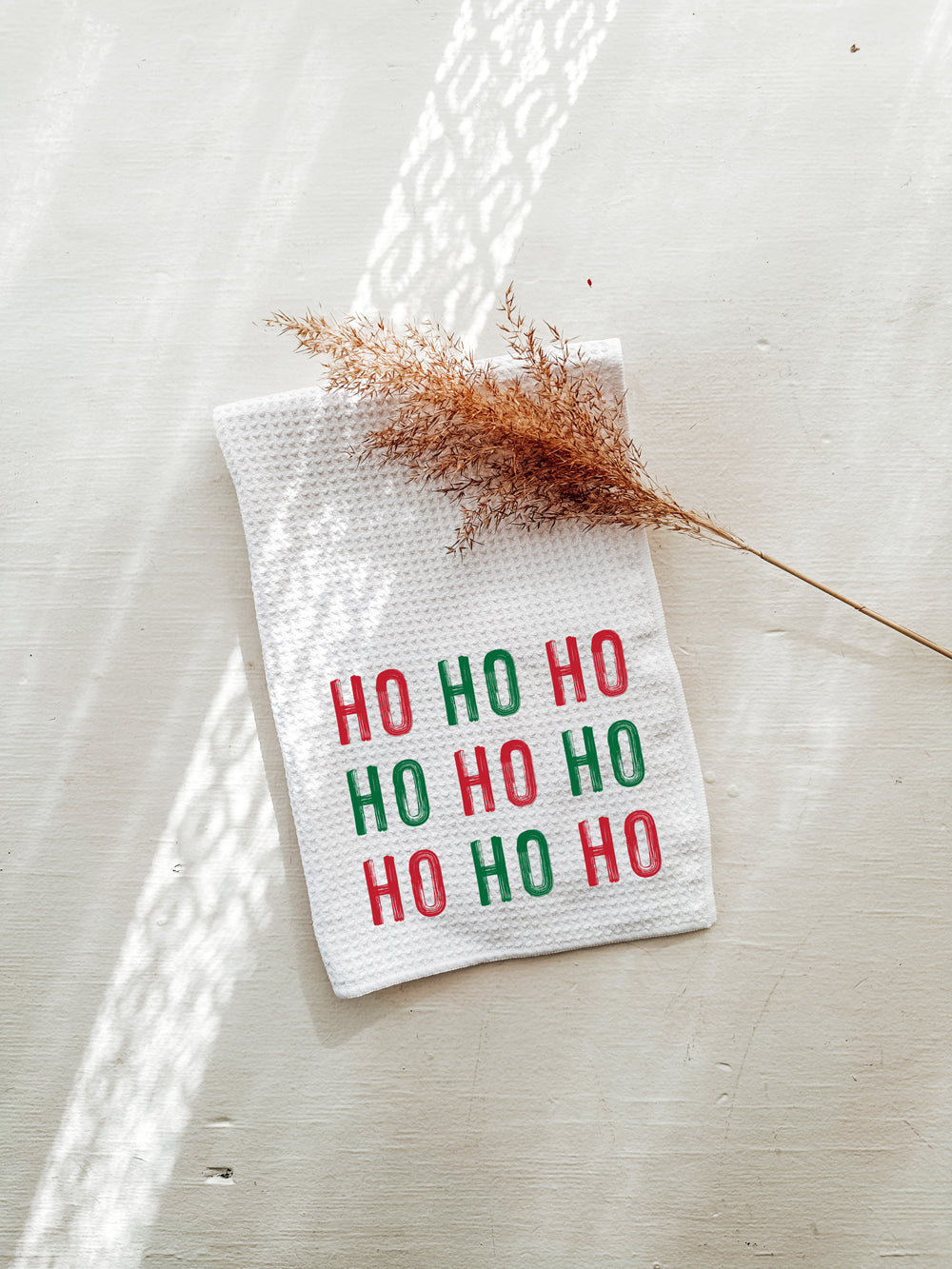 Ho Ho Ho Kitchen Towel - Red & Green